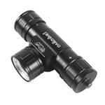 lampe torche plongée noire ceinture ajustable mode haut bas 30w led pratique compact exploration
