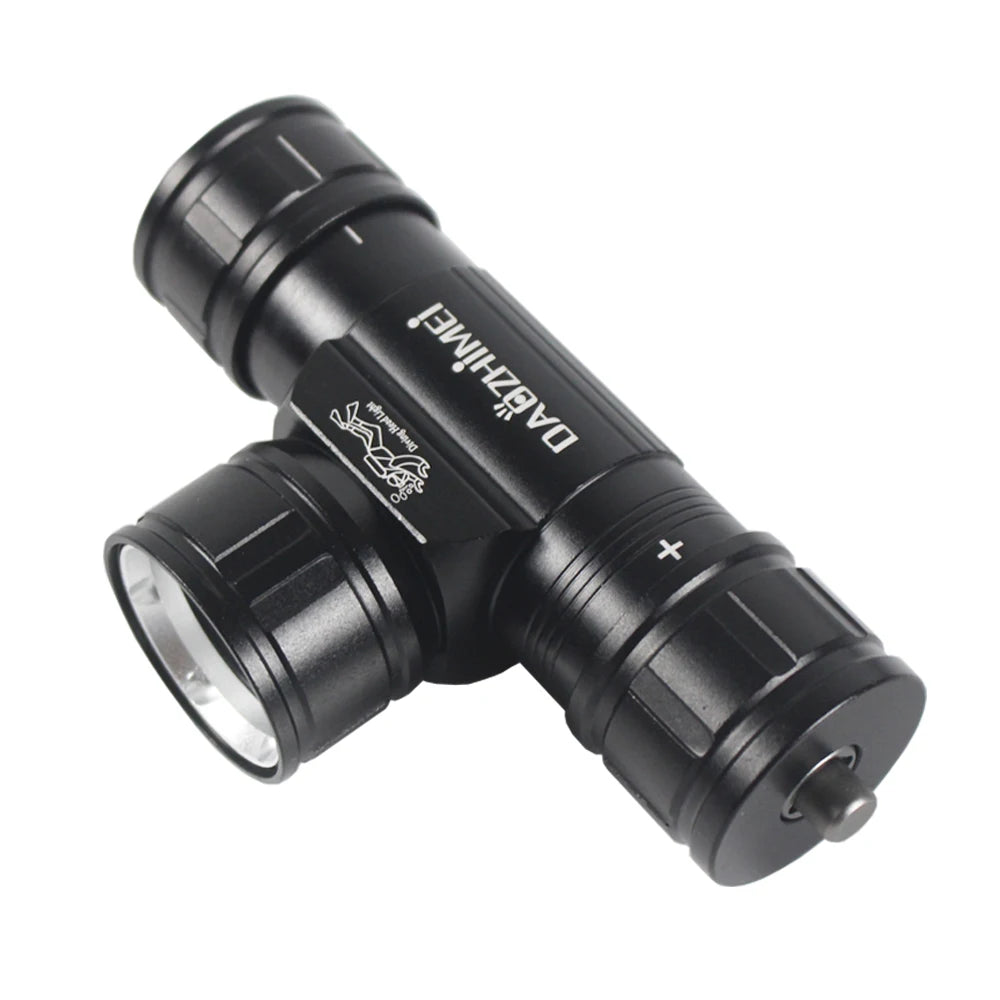 lampe torche plongée noire ceinture ajustable mode haut bas 30w led pratique compact exploration