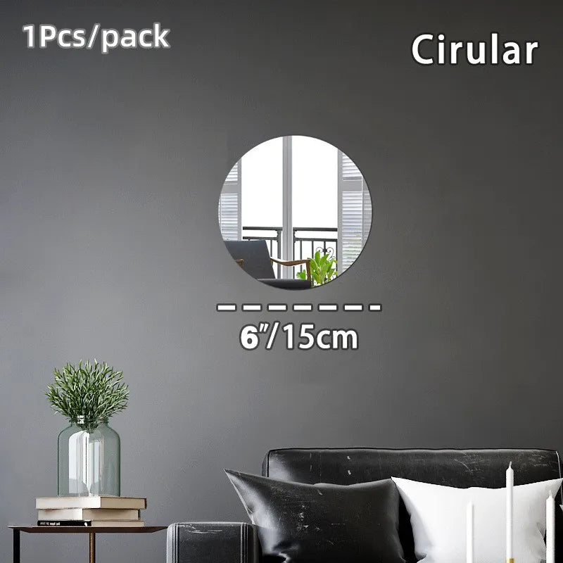 miroirs autoadhésifs acrylique blancs 3d décoration moderne stickers muraux rectangles ovales carrés