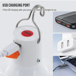 lampe camping rechargeable blanc moderne ridges verticales crochet port usb