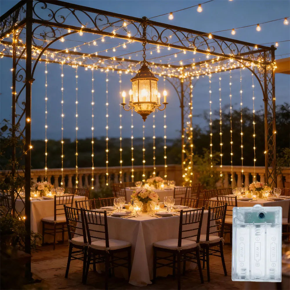 rideau lumineux led blanc 3m 3m 300 leds occasion noël anniversaire mariage