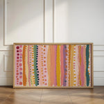 tableau abstrait moderne rose orange vert toile sans cadre 20x40cm 30x60cm 40x80cm 50x100cm