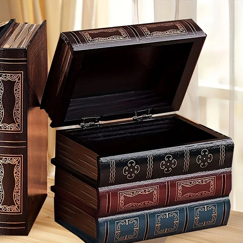 boîtes rangement vintage ornements livre décorative réutilisables ornement doré motifs géométriques