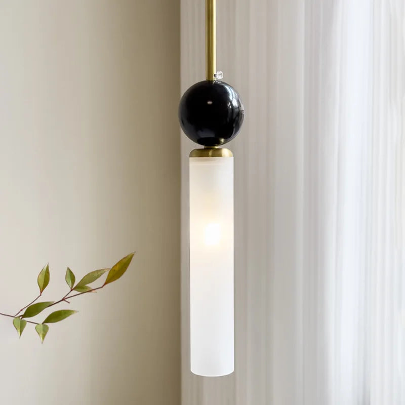 lampe suspendue moderne sphère noire tube blanc doré led salon chambre