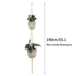 porte plante suspendu macramé blanc coton décoration bohème jardin intérieur balcon maison extérieur