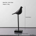 statue oiseau résine noir blanc minimaliste décoration intérieure animal compagnie moderne sculpture