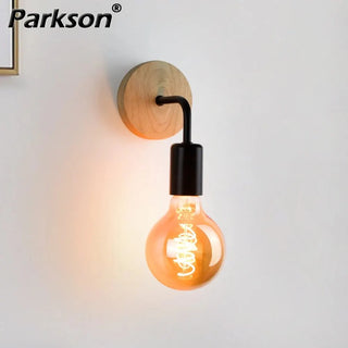 Applique murale vintage en bois lampe industrielle E27 pour chambre et salon décoration rétro