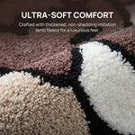 tapis marron moderne fleurs visages tapis antidérapant chambre salon polyestère fluffy