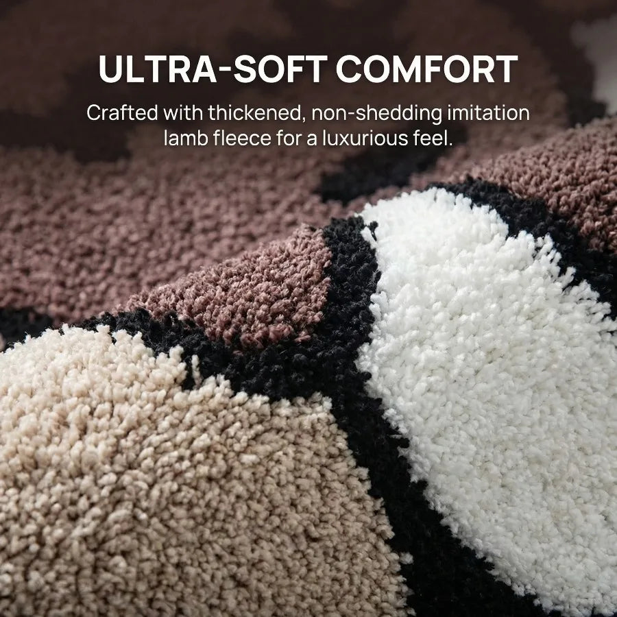 tapis marron moderne fleurs visages tapis antidérapant chambre salon polyestère fluffy