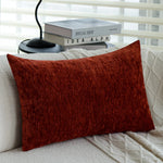 housse coussin chenille solide moderne 30x50cm orange gris vertfoncé velours