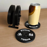 dessous verre haltères noir poids standard barbell gym décoration soda sportif