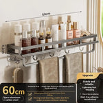 étagère murale salle bain moderne argentée perforée clips