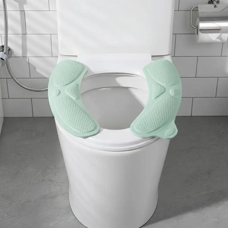 siège toilette amovible vert pastel antidérapant moderne adhésif poignée intégrée lavable réutilisable chambre