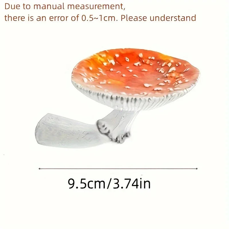 support mural champignon blanc orange rouge relief artisanal naturel adhésif inclus.texture.grey.stem