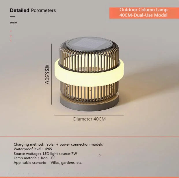 lampe solaire dorée moderne rayures horizontales flux lumineux 249 2000 imperméable base inclusive