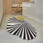 tapis noir blanc rayures concentriques anti dérapant moderne nordique salon chambre