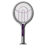 raquette électrique anti moustiques gris violet surface rotative moderne rechargeable fly swatter zapper