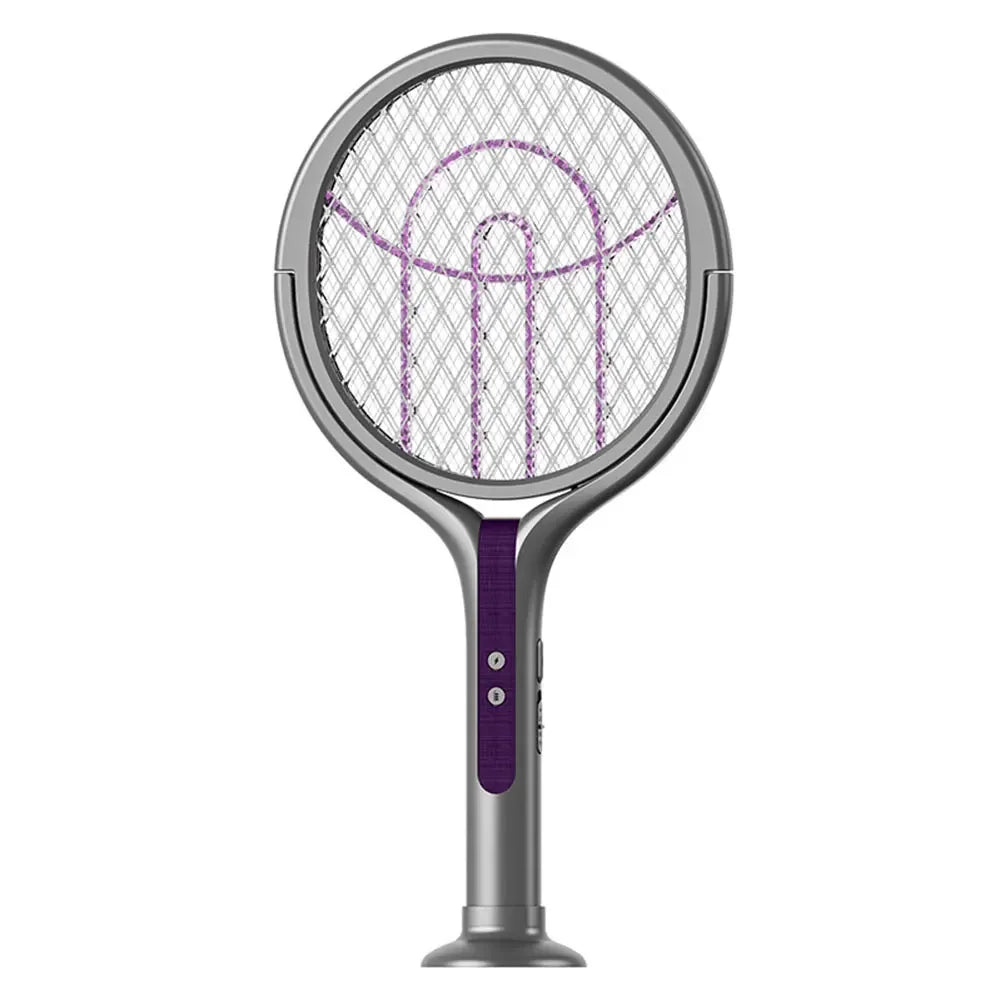 raquette électrique anti moustiques gris violet surface rotative moderne rechargeable fly swatter zapper