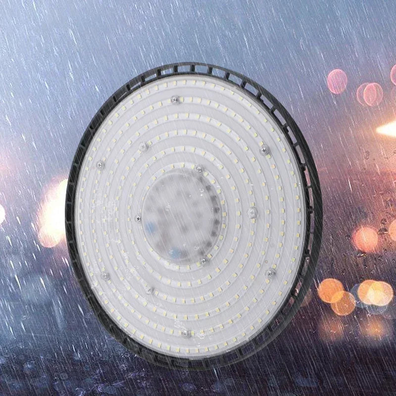 lumière led ufo industrielle 100w 150w 200w noir moderne grille ventilation