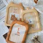 cadre photo bois naturel rayures horizontales illustration animale moderne ornement décoration