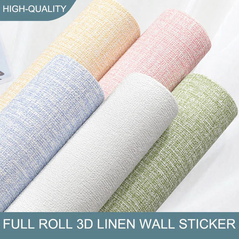 sticker mural 3d texture lin bleu clair moderne autocollant résistant humidité 10m
