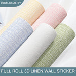 sticker mural 3d texture lin bleu clair moderne autocollant résistant humidité 10m