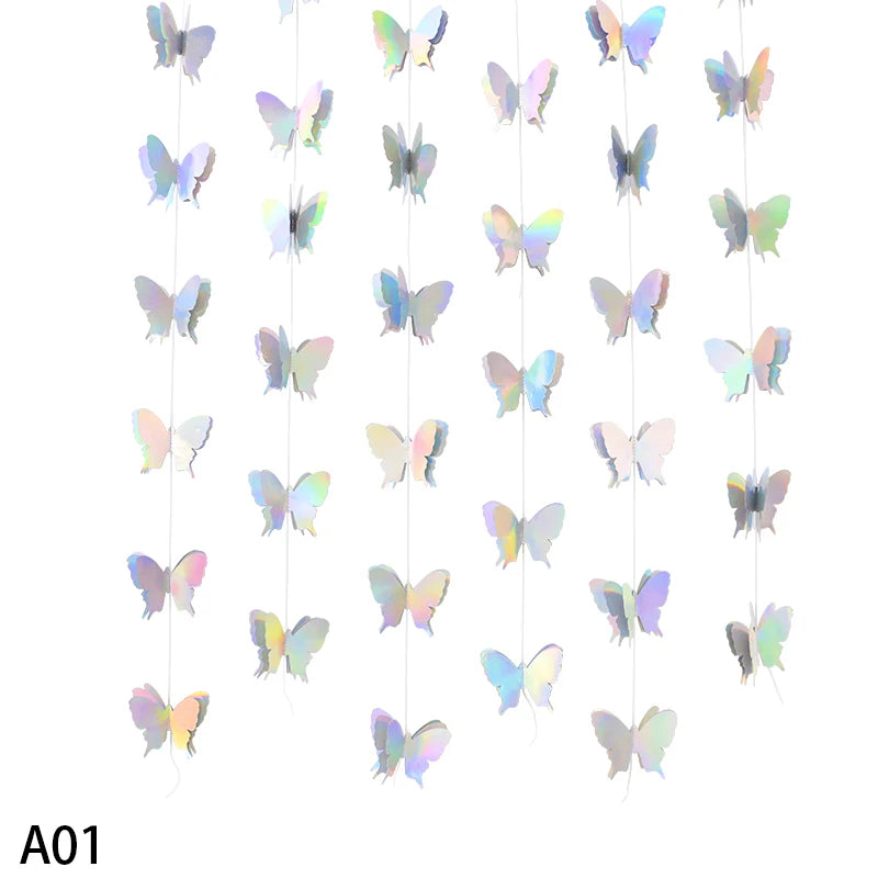 guirlande papillons 3d multicolore moderne adhésif mariage anniversaire décoration événement festive