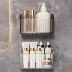 organiseur mural transparent multifonctionnel moderne brosse dents bouteilles cosmétiques serviettes minimaliste adhésif rangement sdb