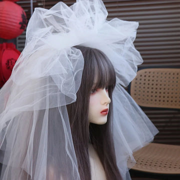 voile mariage blanc tulle finement plissé classique sans fixation invisible