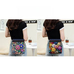 sac main noir bleu denim fleurs strass poignées moderne portable décoration quotidien