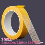ruban double face adhésif jaune perforations pratique pvc utilitaire maison 10m longueur