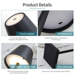 lampe table rechargeable moderne noir blanc tactile luminosités led basse consommation
