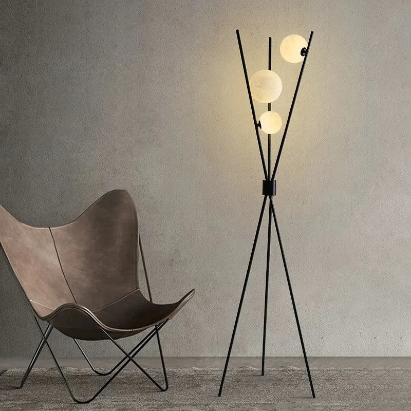 lampe sol moderne noir verre dépoli sources lumineuses 10 15 mètres carrés