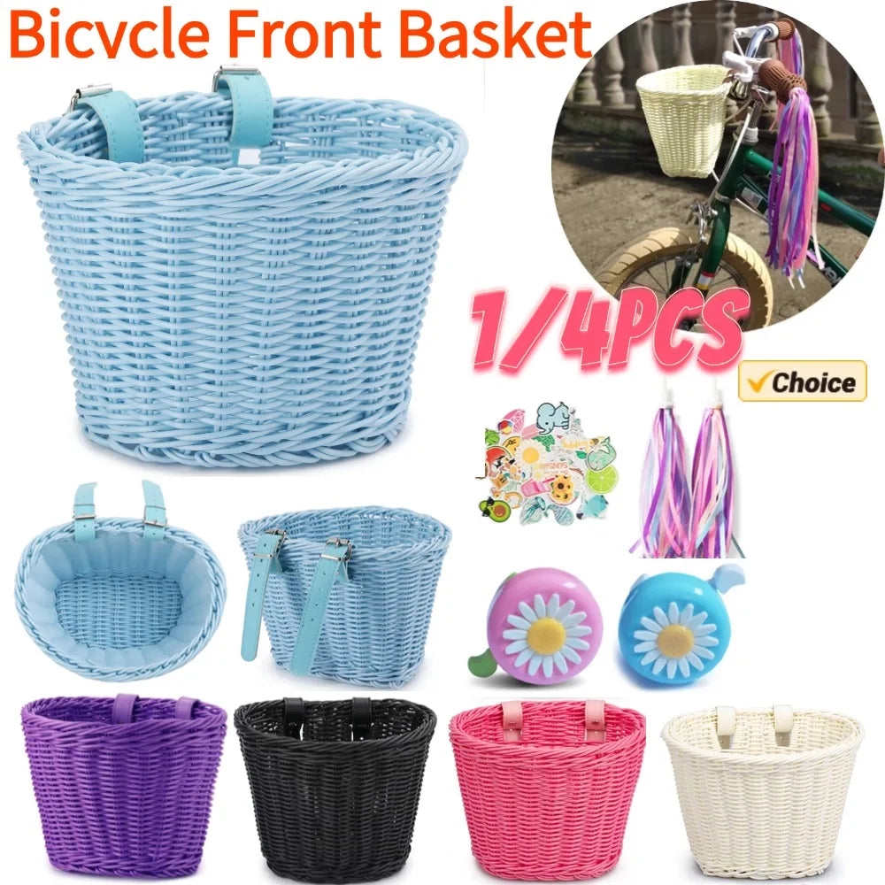 panier vélo tressé osier enfant bleu clair noir rose violet blanc adjustable moderne