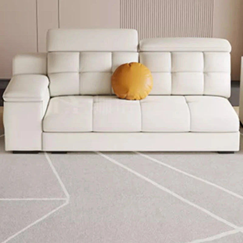 canapé d'angle blanc moderne coussins décoratifs adhésif salon bois minimaliste