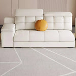 canapé d'angle blanc moderne coussins décoratifs adhésif salon bois minimaliste