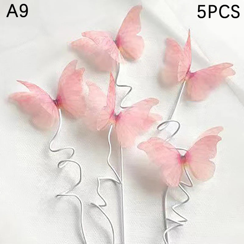 décoration gâteau papillon doré clips festif anniversaire transparent rose blanc