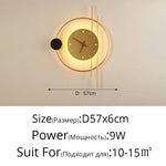 applique murale moderne horloge LED contemporain éclairage quotidien noir doré fixée mur