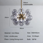 Suspension lumineuse boules vertes moderne ampoules led blanc doré floral
