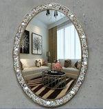miroir décoratif ovoïde coquillages bohème accueil maison accessoires deco coquillage bordure ornemental