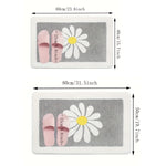 tapis bain moderne vert clair motif fleur blanche non glissant machine lavable 60cm 40cm