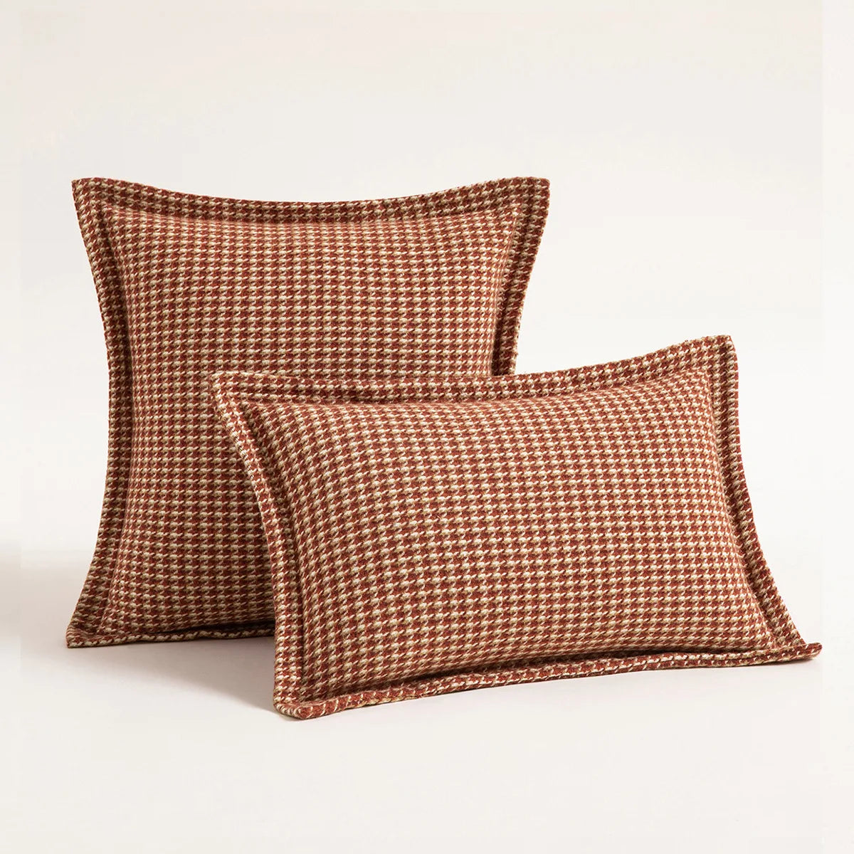 coussin carré décoratif maison moderne motif carreaux marron gris vert 45x45cm 30x50cm 50x50cm