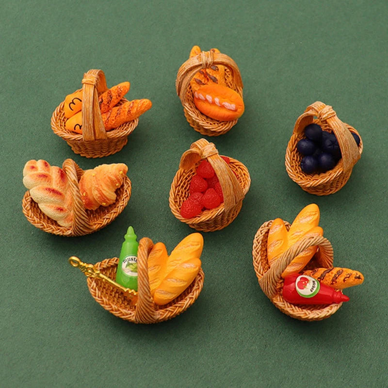 paniers osier miniature fruits pains éducatifs décor maison jouet orange tressé rustique