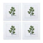 serviette cuisine lin blanc brodée motifs plantes aromatiques naturelle table élégante