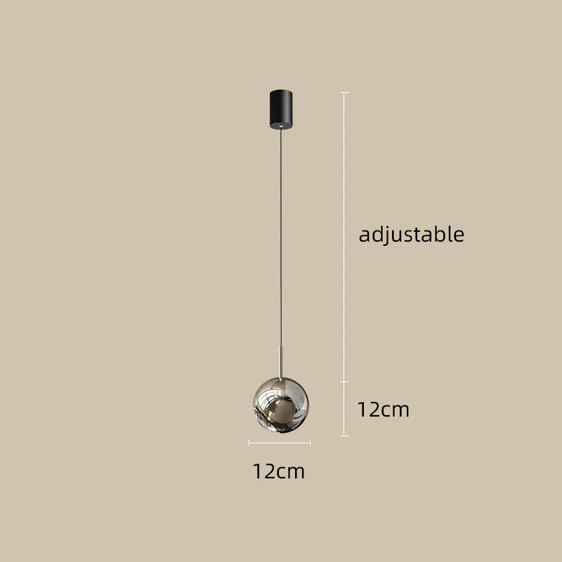 Suspension lumineuse moderne sphérique brillante noir argent or salon chambre