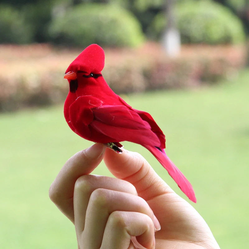 décoration intérieure oiseau artificiel rouge plumes réalistes tringle métallique festive diys