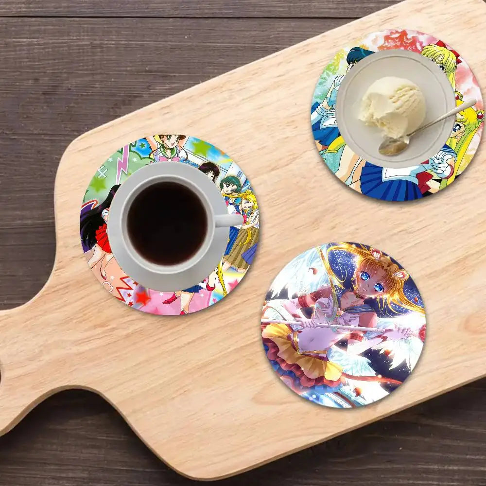 sous verres bois animes personnages féminins multicolores moderne opacité résistance chaleur hygiène table