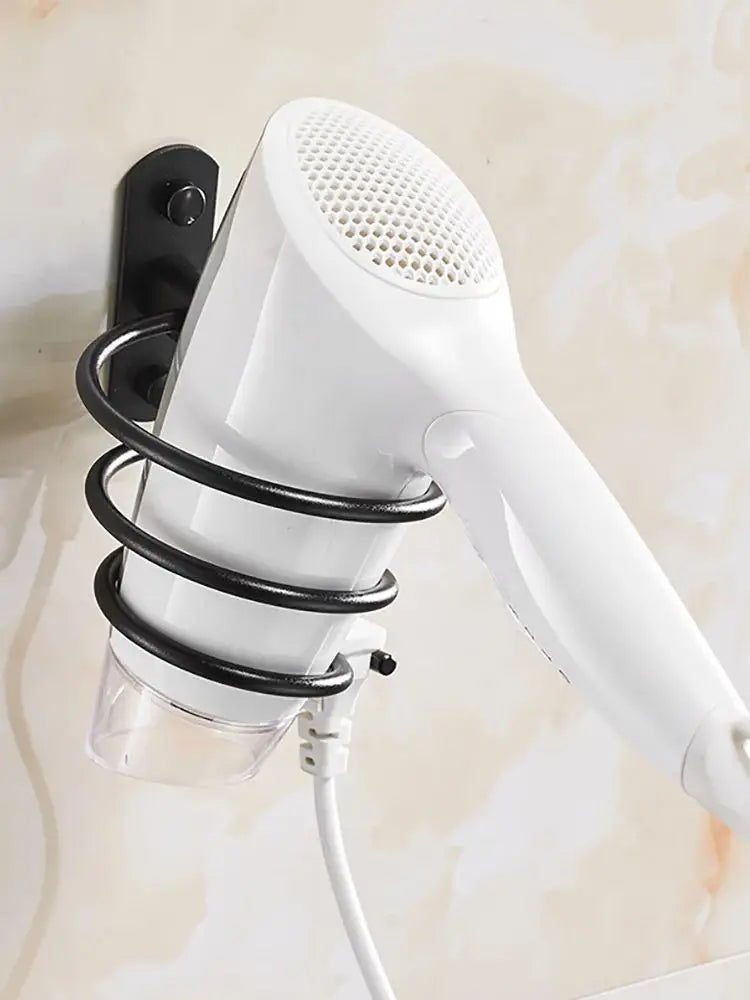 support mural séchoir cheveux spirale moderne adhésif noir blanc bleu doré gris