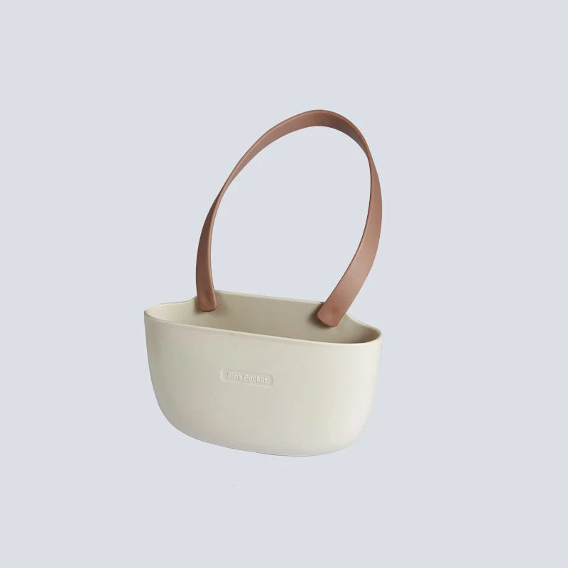organisateur cuisine suspendu évier rangement éponge savon brosse moderne minimaliste vert olive marron