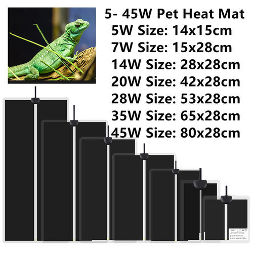 tapis chauffant animal noir réglable clips contrôle température 5w 7w 14w 20w 28w 35w